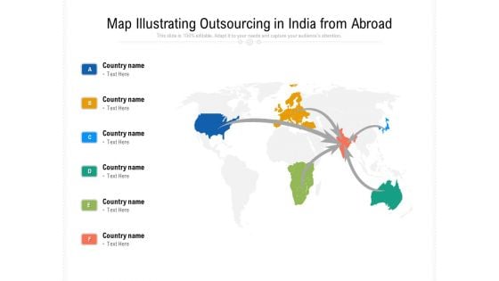 Map Illustrating Outsourcing In India From Abroad Ppt PowerPoint Presentation File Elements PDF