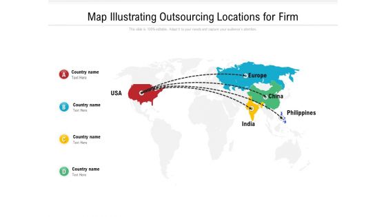 Map Illustrating Outsourcing Locations For Firm Ppt PowerPoint Presentation File Demonstration PDF