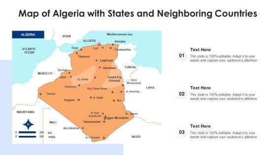 Map Of Algeria With States And Neighboring Countries Ppt PowerPoint Presentation File Inspiration PDF