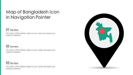 Map Of Bangladesh Icon In Navigation Pointer Ppt PowerPoint Presentation File Vector PDF