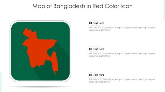 Map Of Bangladesh In Red Color Icon Ppt PowerPoint Presentation Gallery Shapes PDF