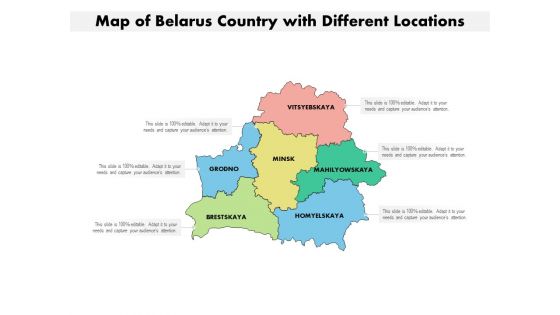 Map Of Belarus Country With Different Locations Ppt PowerPoint Presentation Styles Outfit