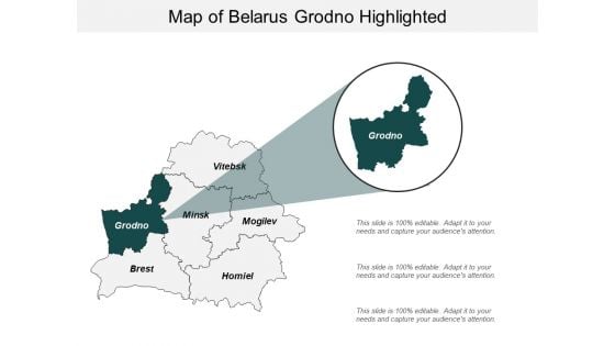 Map Of Belarus Grodno Highlighted Ppt PowerPoint Presentation Professional Gridlines