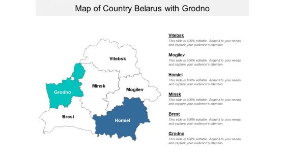 Map Of Country Belarus With Grodno Ppt PowerPoint Presentation Model Backgrounds