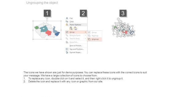 Map Of Czech With Percentage Data And Icons Powerpoint Slides