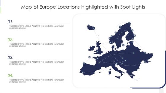 Map Of Europe Locations Highlighted With Spot Lights Clipart PDF