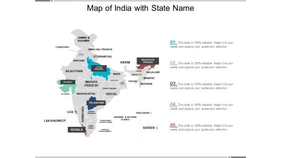 Map Of India With State Name Ppt Powerpoint Presentation Infographic Template Aids