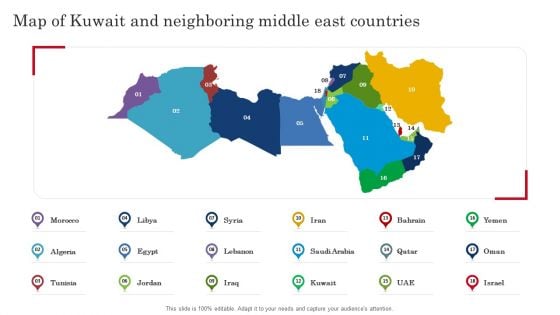 Map Of Kuwait And Neighboring Middle East Countries Brochure PDF