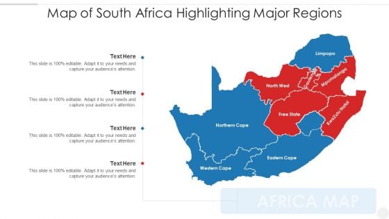 Map Of South Africa Highlighting Major Regions Portrait PDF