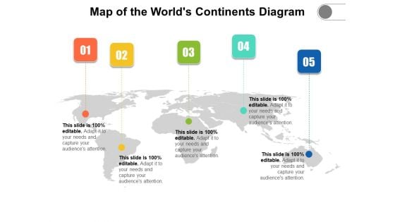 Map Of The Worlds Continents Diagram Ppt PowerPoint Presentation Icon Background Designs PDF