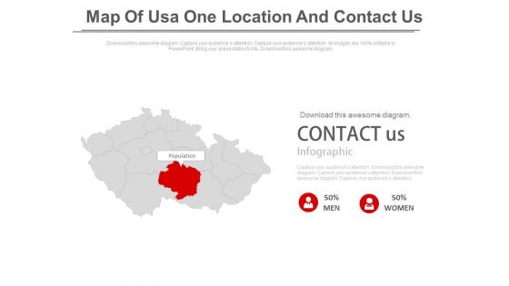 Map Of Usa With Contact Us Text Powerpoint Slides