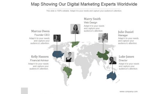 Map Showing Our Digital Marketing Experts Worldwide Ppt PowerPoint Presentation Microsoft