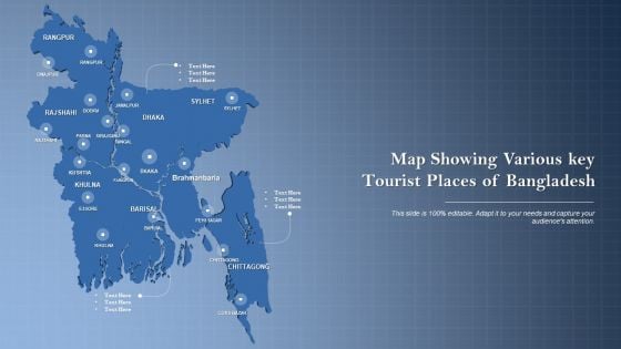 Map Showing Various Key Tourist Places Of Bangladesh Ppt PowerPoint Presentation Icon Backgrounds PDF