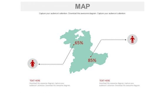 Map With Male Female Population Comparison Powerpoint Slides