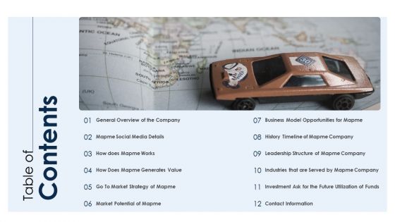 Mapme Fundraising Pitch Deck Table Of Contents Background PDF Mapme Fundraising Pitch Deck Table Of Contents Background PDF