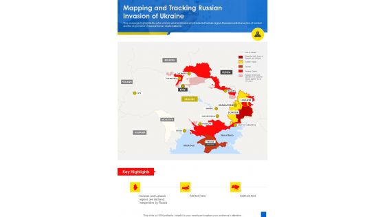 Mapping And Tracking Russian Invasion Of Ukraine One Pager Sample Example Document