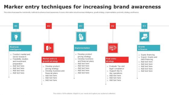 Marker Entry Techniques For Increasing Brand Awareness Demonstration PDF