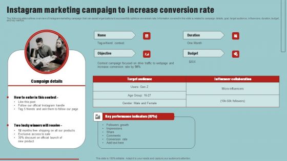 Market Analysis Overview And Different Categories Instagram Marketing Campaign To Increase Conversion Rate Template PDF