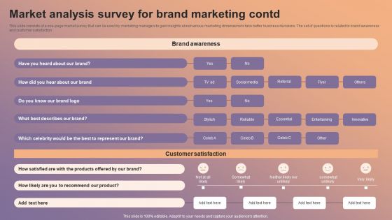Market Analysis Survey For Brand Marketing Survey SS