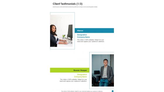 Market Assessment Proposal Client Testimonials One Pager Sample Example Document Market Assessment Proposal Client Testimonials One Pager Sample Example Document