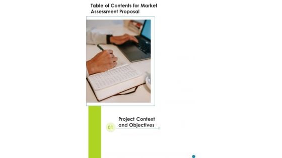 Market Assessment Proposal Table Of Contents One Pager Sample Example Document Market Assessment Proposal Table Of Contents One Pager Sample Example Document