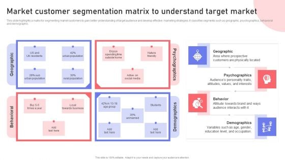 Market Customer Segmentation Matrix To Understand Target Market Designs PDF