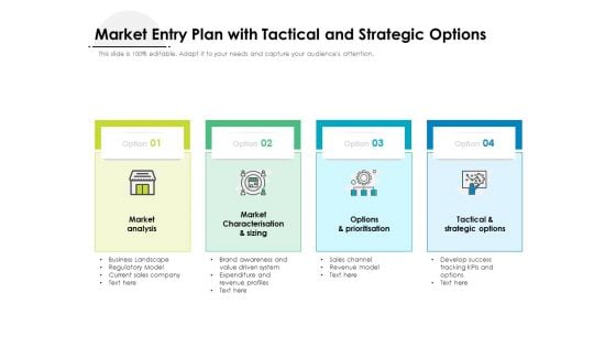 Market Entry Plan With Tactical And Strategic Options Ppt PowerPoint Presentation Gallery Deck PDF