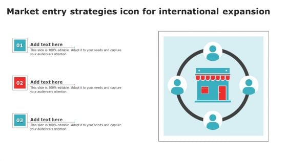 Market Entry Strategies Icon For International Expansion Background PDF