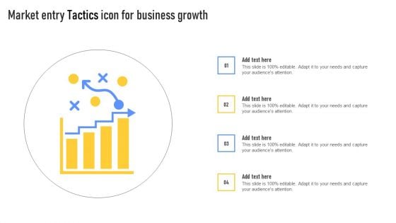 Market Entry Tactics Icon For Business Growth Background PDF