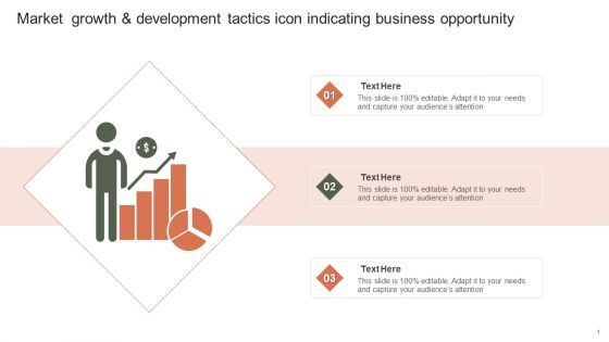 Market Growth And Development Tactics Icon Indicating Business Opportunity Template PDF