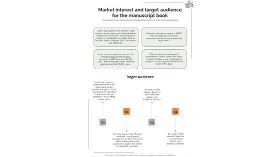 Market Interest And Target Audience For The Manuscript Book One Pager Sample Example Document Market Interest And Target Audience For The Manuscript Book One Pager Sample Example Document