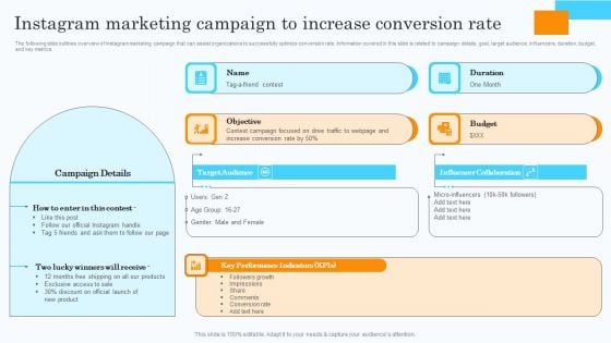 Market Research Assessment Of Target Market Requirements Instagram Marketing Campaign Increase Template PDF