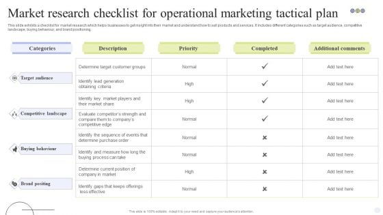 Market Research Checklist For Operational Marketing Tactical Plan Mockup PDF Market Research Checklist For Operational Marketing Tactical Plan Mockup PDF