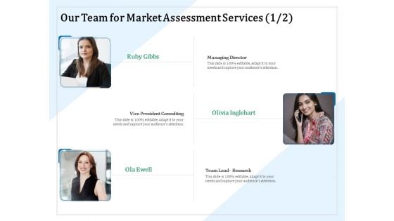 Market Research Our Team For Market Assessment Services Consulting Ppt PowerPoint Presentation Ideas Vector PDF