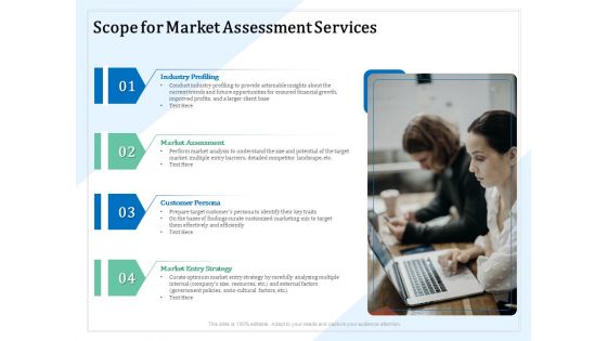 Market Research Scope For Market Assessment Services Ppt PowerPoint Presentation Ideas Gridlines PDF