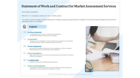 Market Research Statement Of Work And Contract For Market Assessment Services Ppt PowerPoint Presentation Show Portrait PDF