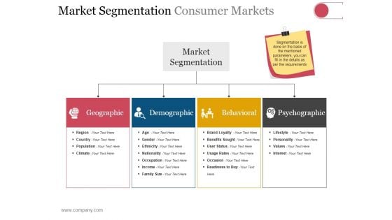 Market Segmentation Consumer Markets Ppt PowerPoint Presentation Portfolio Show