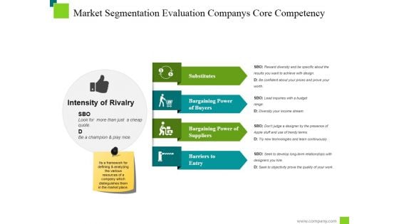 Market Segmentation Evaluation Companys Core Competency Template 2 Ppt PowerPoint Presentation Ideas Slideshow