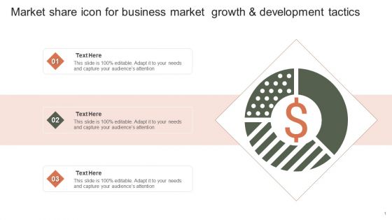 Market Share Icon For Business Market Growth And Development Tactics Designs PDF