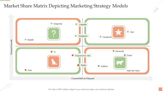 Market Share Matrix Depicting Marketing Strategy Models Ppt PowerPoint Presentation Model Show PDF