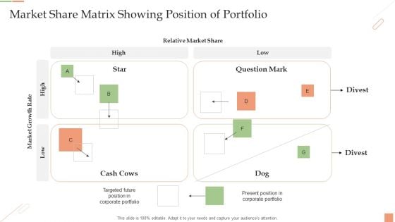 Market Share Matrix Showing Position Of Portfolio Ppt PowerPoint Presentation Ideas Files PDF