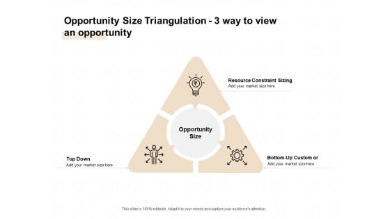 Market Sizing Opportunity Size Triangulation 3 Way To View An Opportunity Ppt Infographics Example PDF