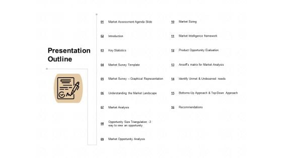 Market Sizing Presentation Outline Ppt Slides Inspiration PDF