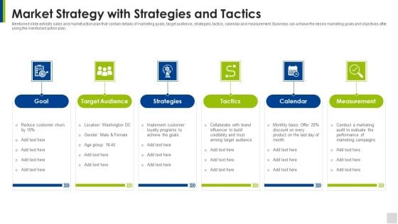 Market Strategy With Strategies And Tactics Icons PDF