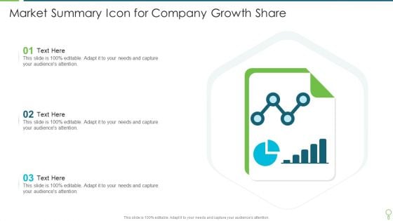 Market Summary Icon For Company Growth Share Diagrams PDF
