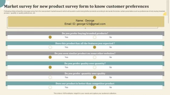 Market Survey For New Product Survey Form To Know Customer Preferences Survey SS Market Survey For New Product Survey Form To Know Customer Preferences Survey SS