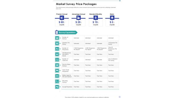 Market Survey Price Packages One Pager Sample Example Document