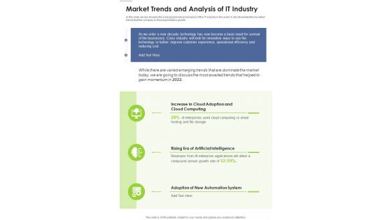 Market Trends And Analysis Of IT Industry Template 324 One Pager Documents