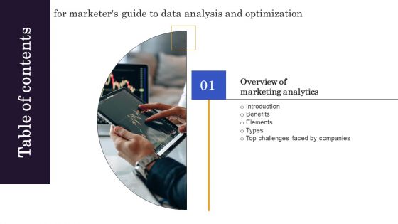Marketers Guide To Data Analysis And Optimization Table Of Contents Background PDF