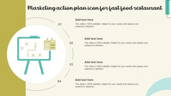 Marketing Action Plan Icon For Fast Food Restaurant Pictures PDF